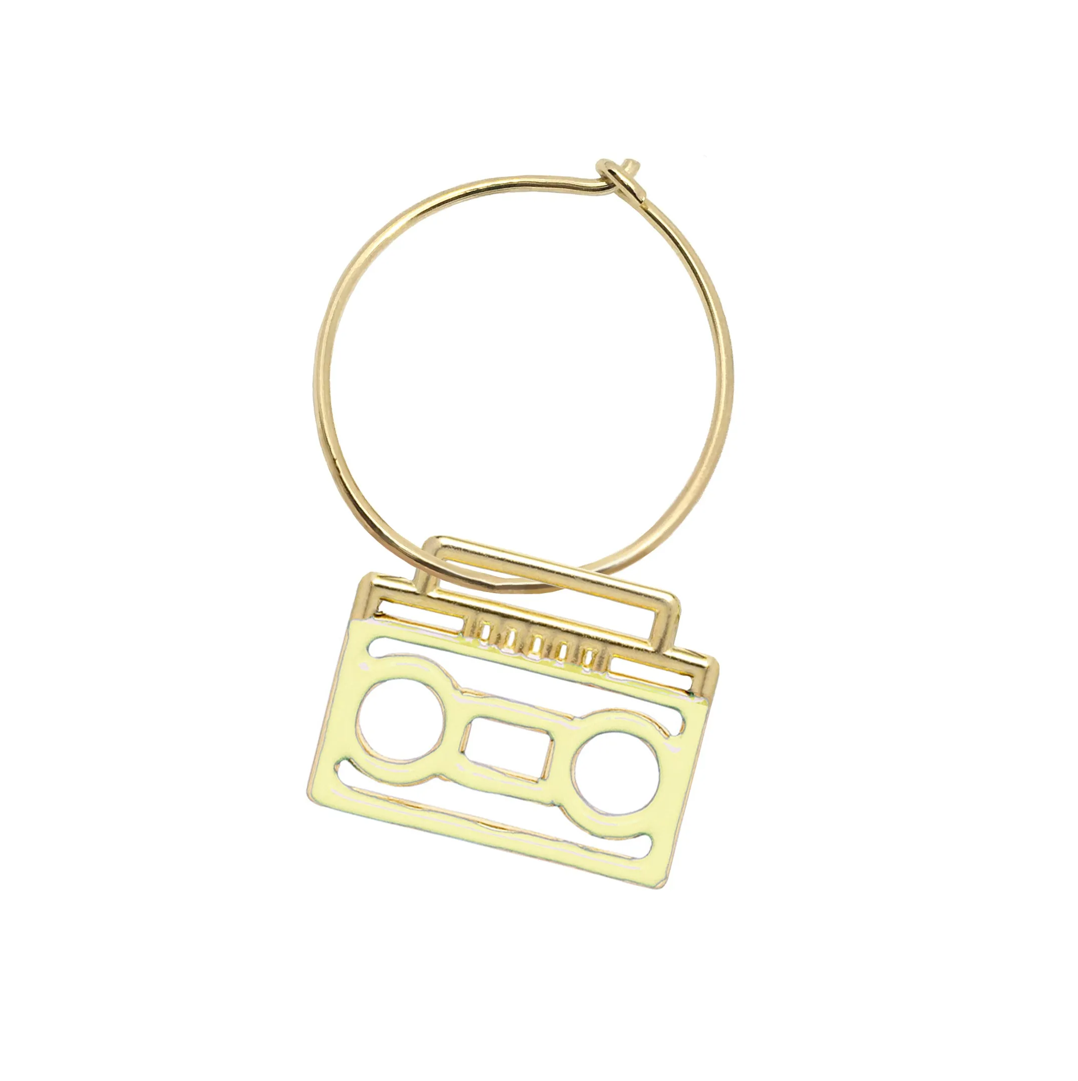 ESTEREO ENAMEL YELLOW EARRING CIRCLE