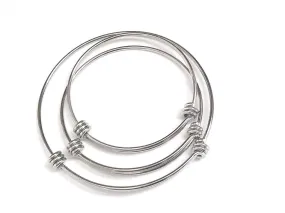 Expandable Bangle Bracelet, Adjustable Bulk Stainless Steel Jewelry Findings, Lot Size 25 Bracelets, 6 Wrist Sizes Available