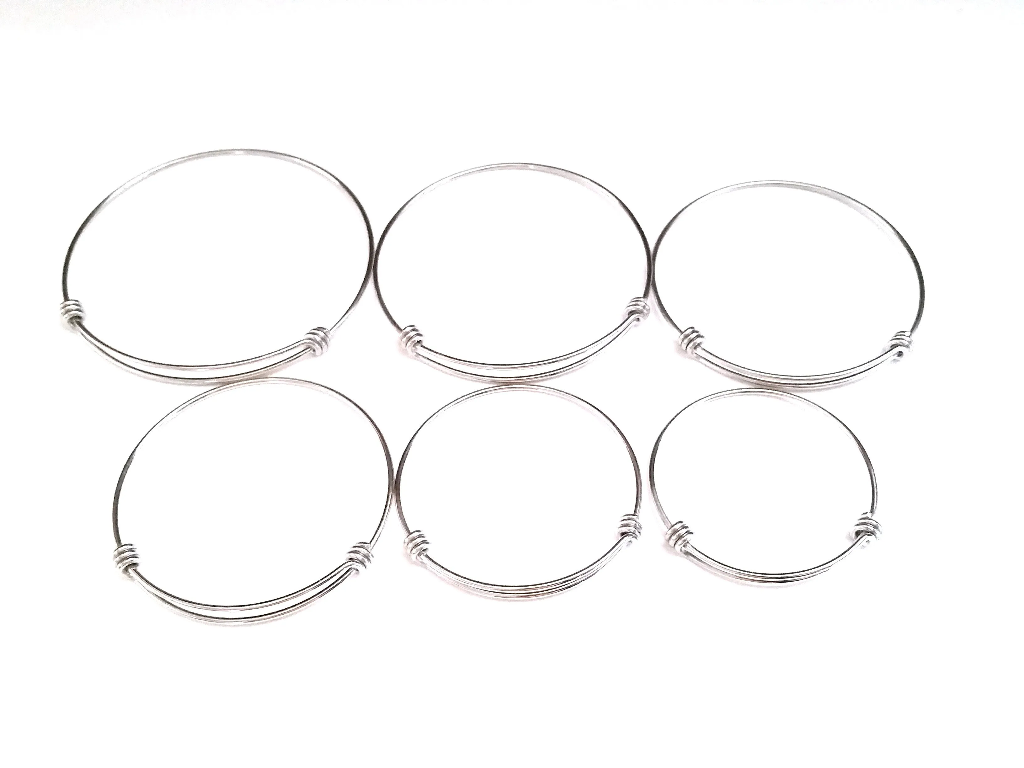 Expandable Bangle Bracelet, Adjustable Bulk Stainless Steel Jewelry Findings, Lot Size 25 Bracelets, 6 Wrist Sizes Available