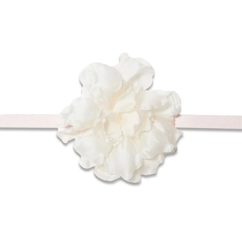 FADED BLUSH SILK MAGNOLIA FLOWER CHOKER/BROOCH