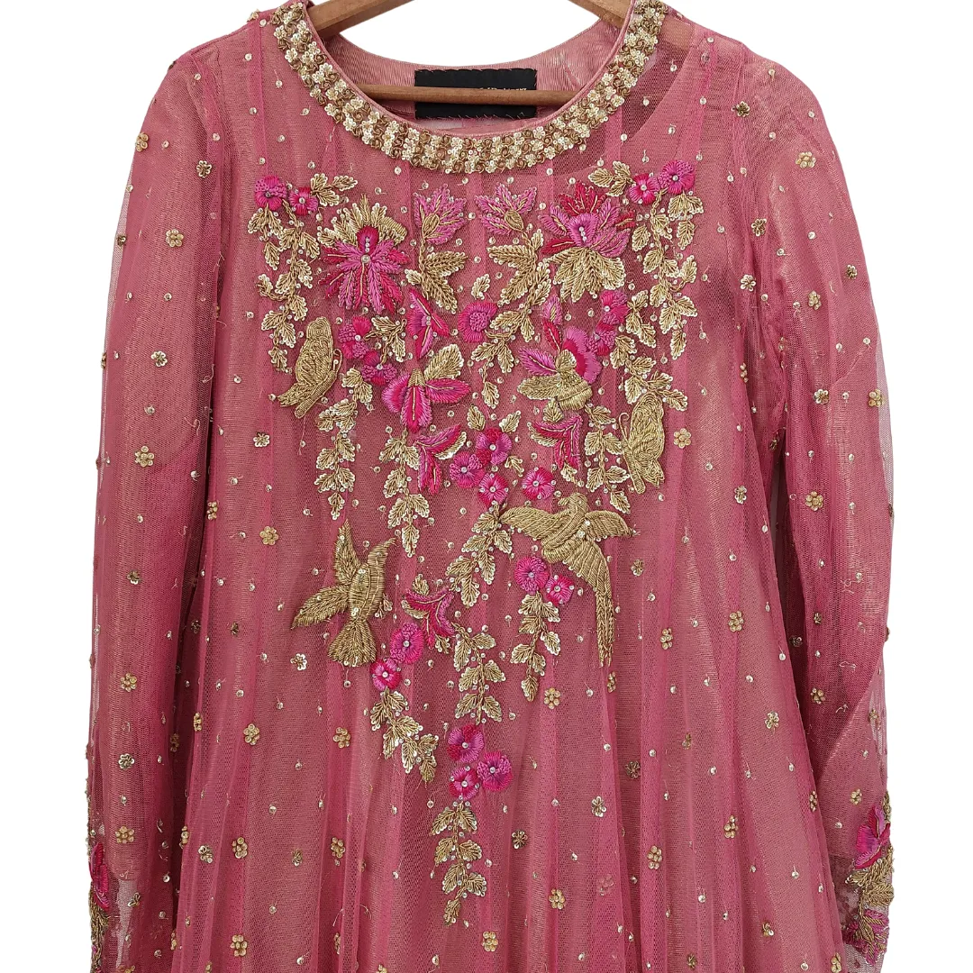 Farah Talib Aziz Pink & Gold Maxi Outfit (2 pieces) | Pre Loved |