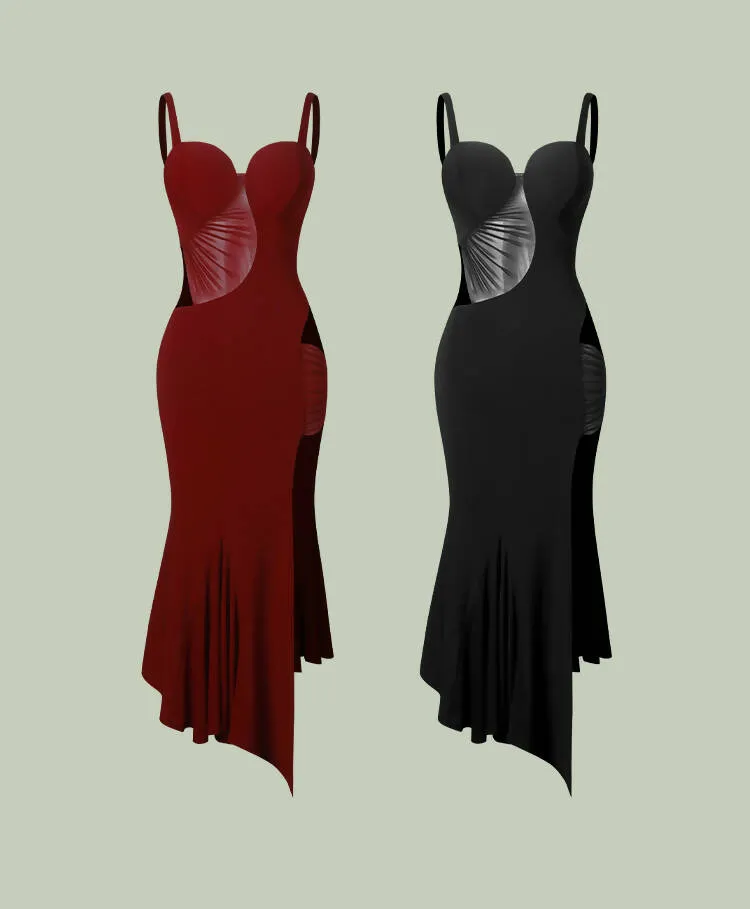 Fierce Cutout Latin Practice Wear | Red/Black | 2366