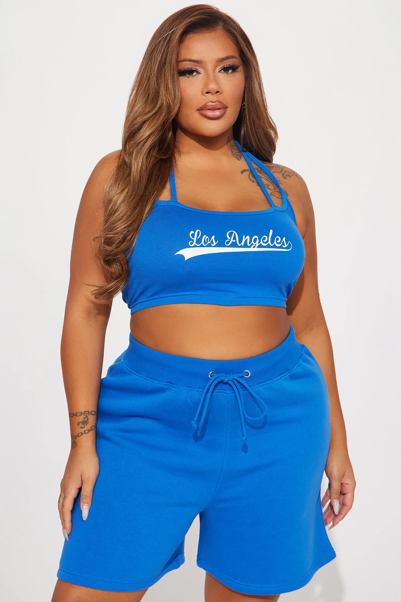 Find Me In LA Fleece Short Set - Royal