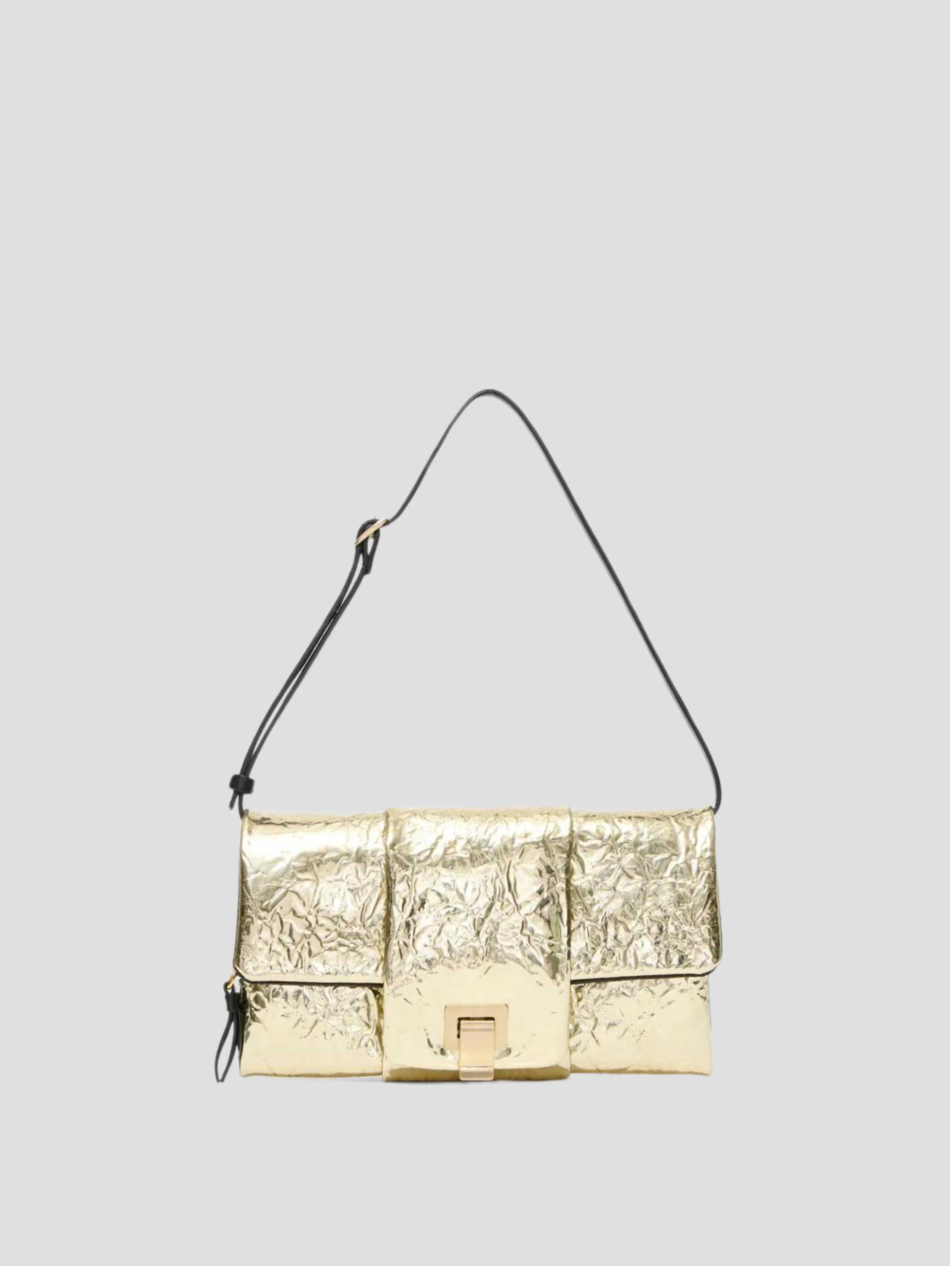 Flip Shoulder Bag in Metallic Lacquered Nylon