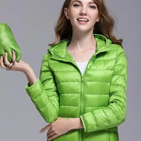 GODLIKE Women's Pure Color Trendy Autumn Winter Spring Fashion Ultralight Parka Jacket