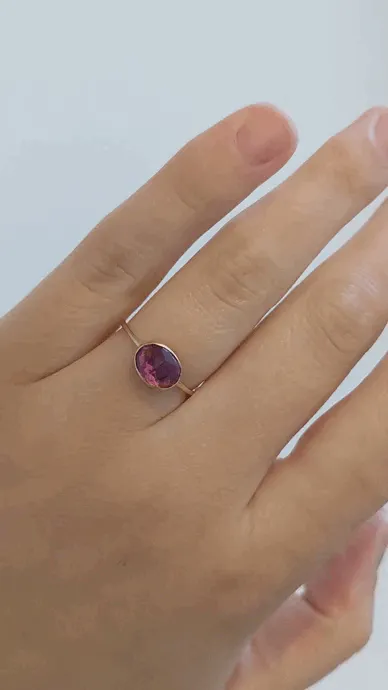 Gold Bezel-Set Pink Tourmaline Faye Ring