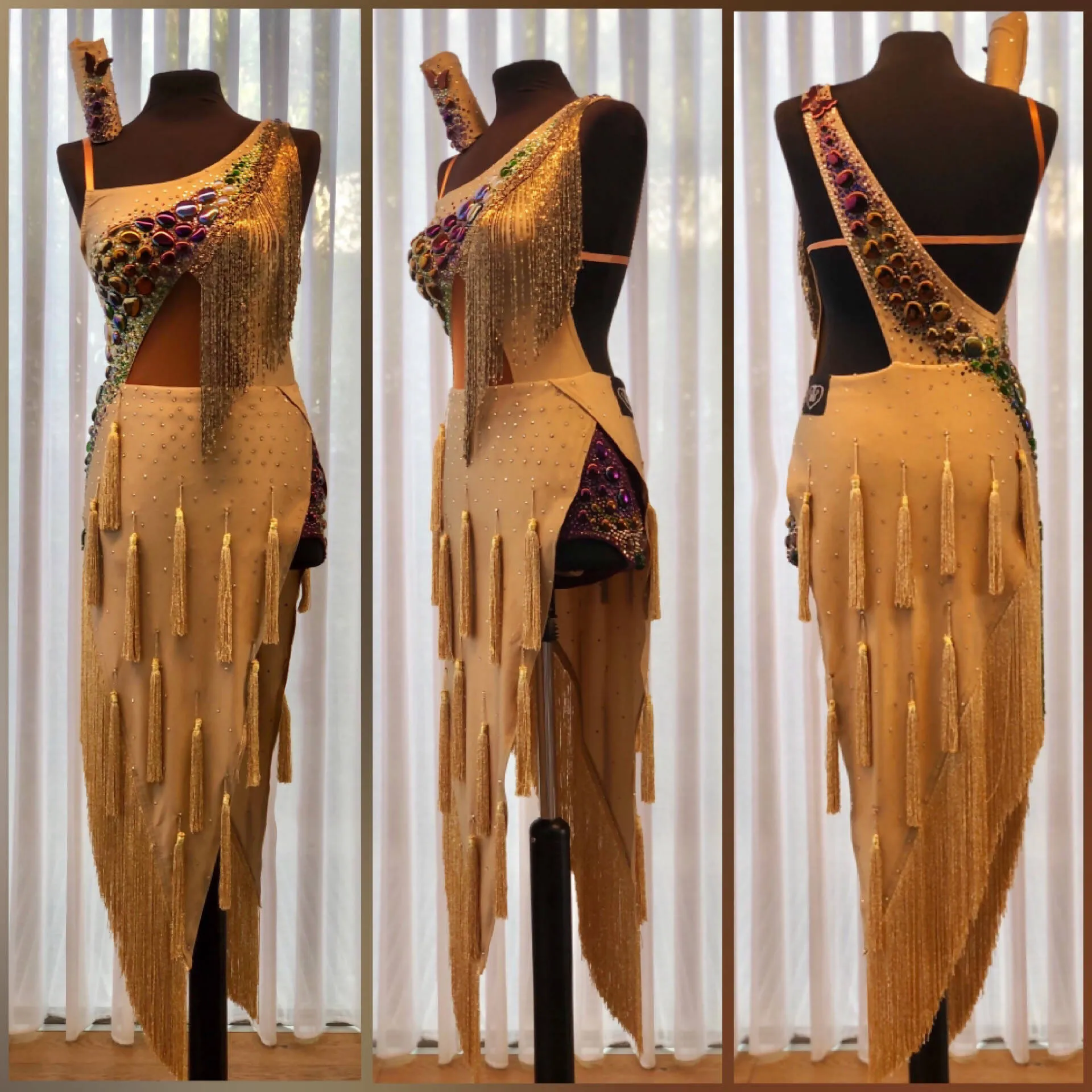 Gold Latin Dress with Fringe