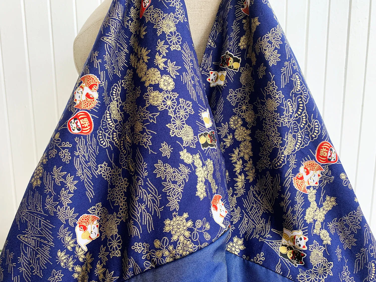 *Handmade* Origami bag | Market bag | Maneki-neko (Navy Blue)