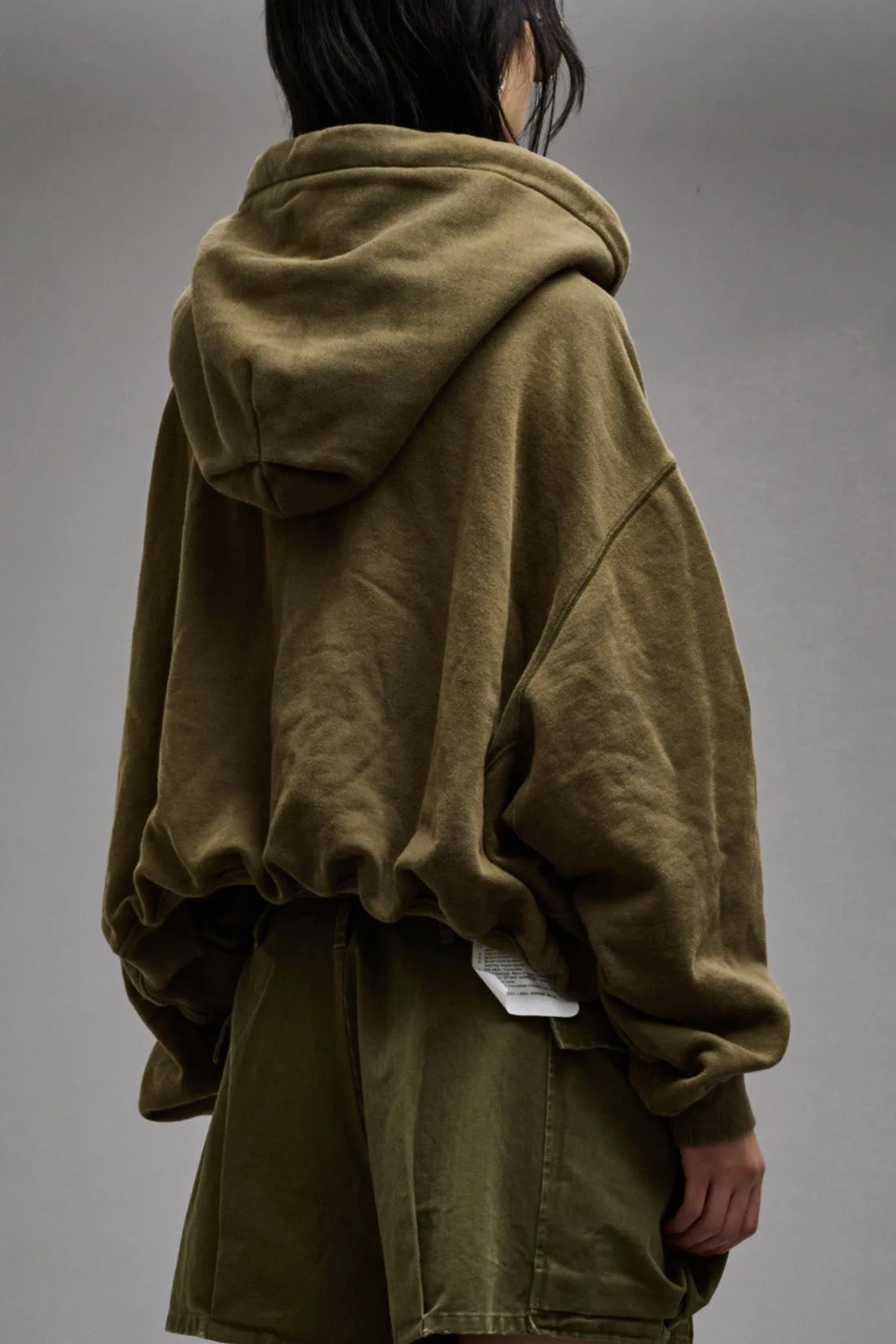 Hoodie Balloon Popover in Dark Olive