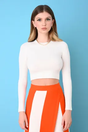 Ice Water Peachskin Long Sleeve Crop Crew