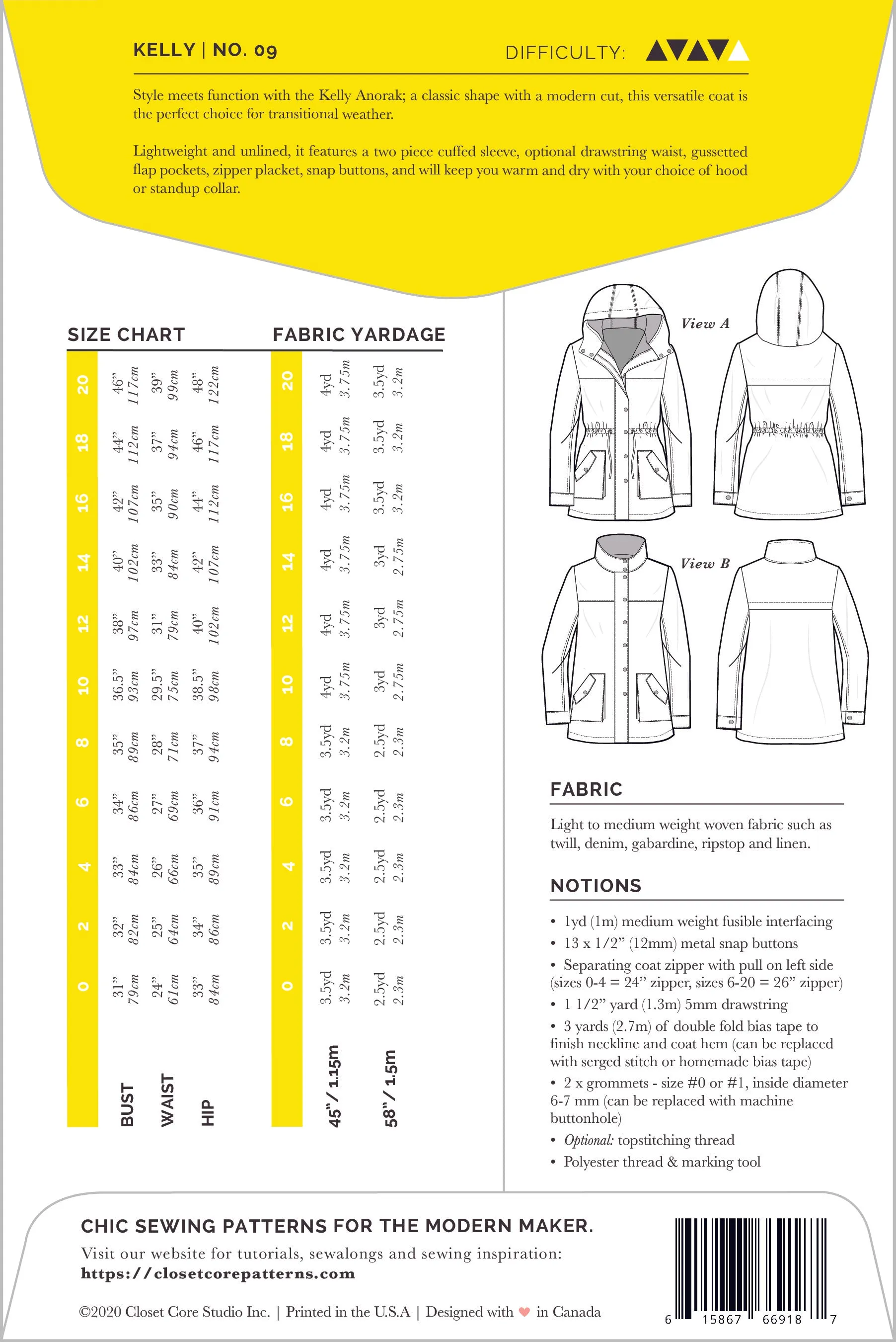 Kelly Anorak Jacket Sewing Pattern by Closet Core Patterns