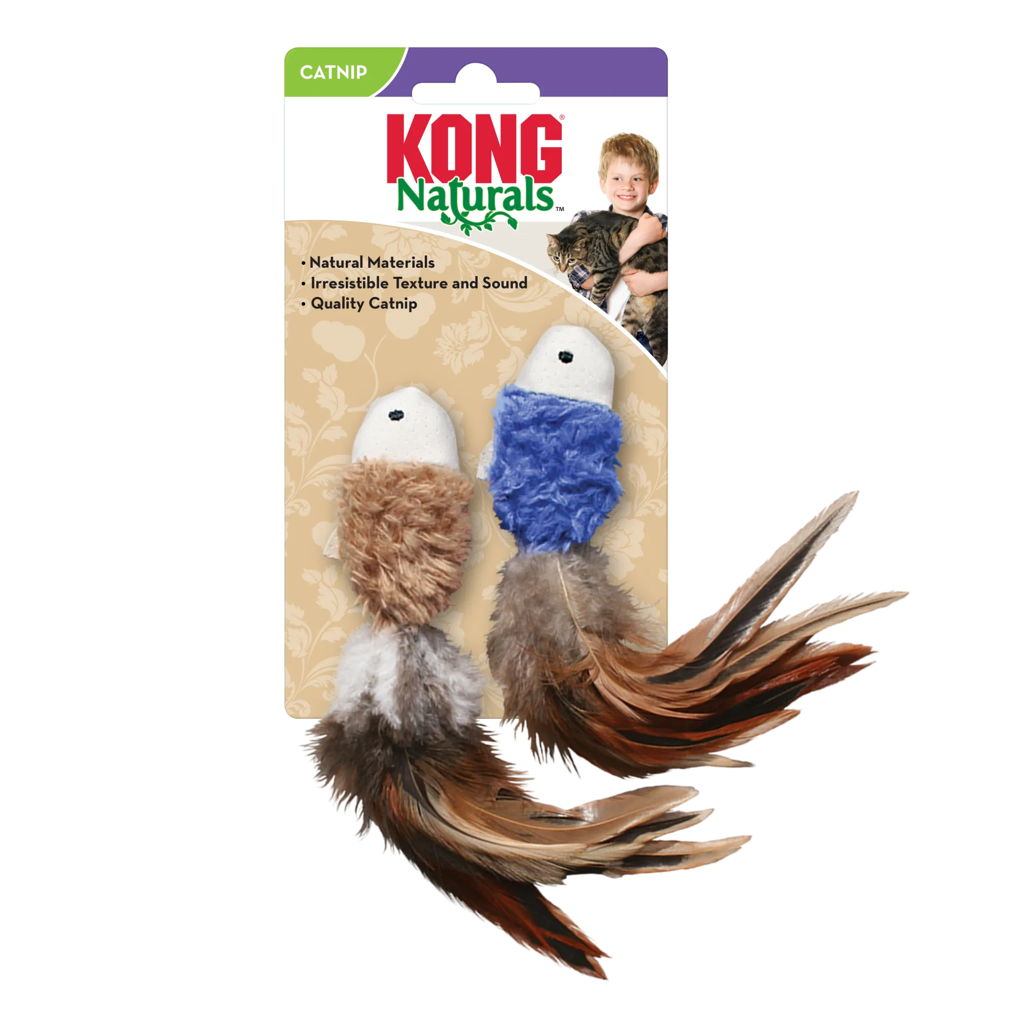 KONG Naturals Crinkle Fish 2pk Assorted Cat Toy