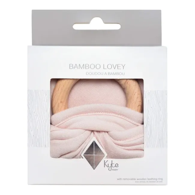 Kyte Baby Lovey with Removable Wooden Teething Ring in Blush