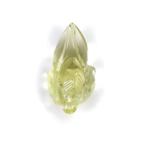 LEMON QUARTZ Gemstone Carving : 13.60cts Natural Untreated Unheated Quartz Drilled Hand Carved Flower 23*11mm