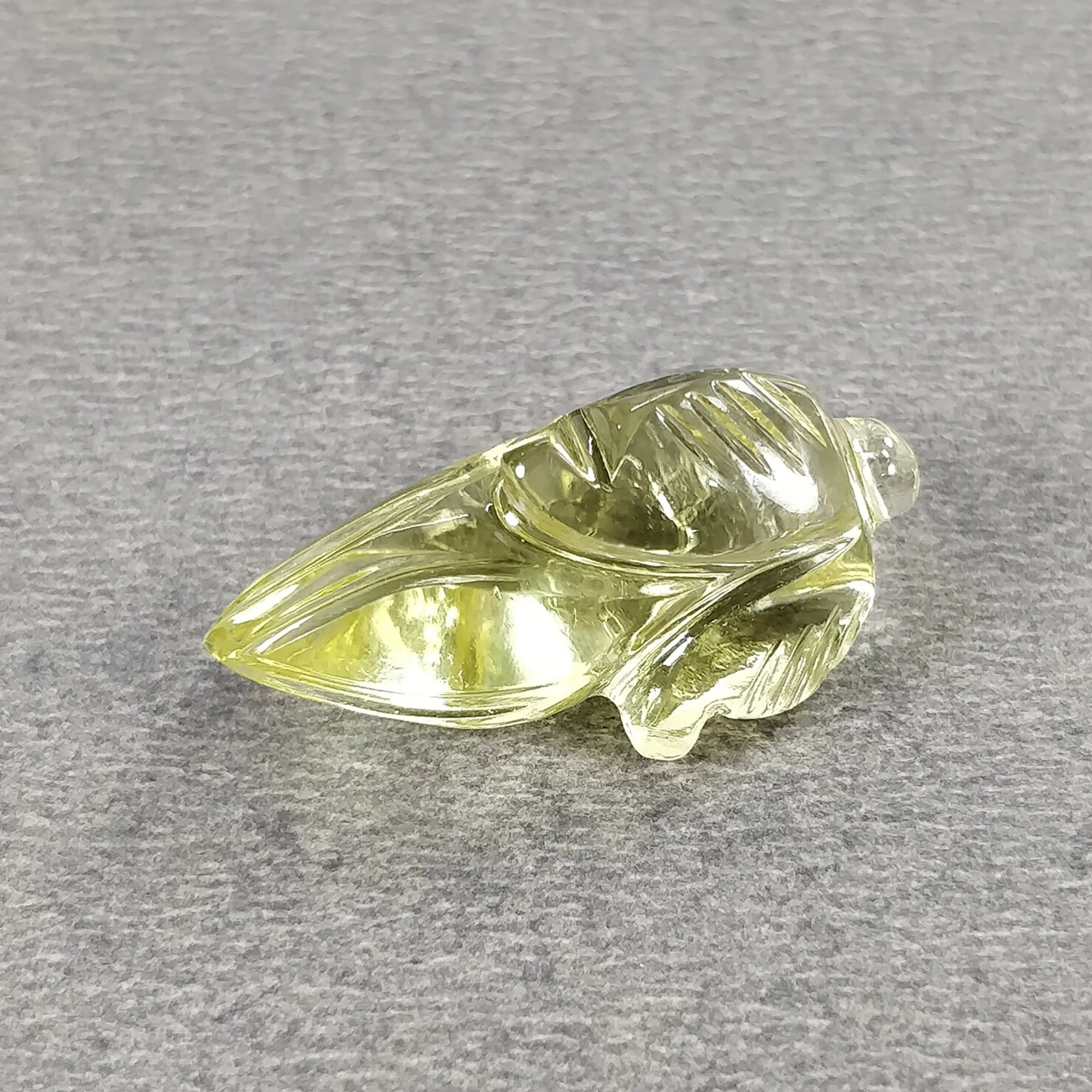 LEMON QUARTZ Gemstone Carving : 13.60cts Natural Untreated Unheated Quartz Drilled Hand Carved Flower 23*11mm