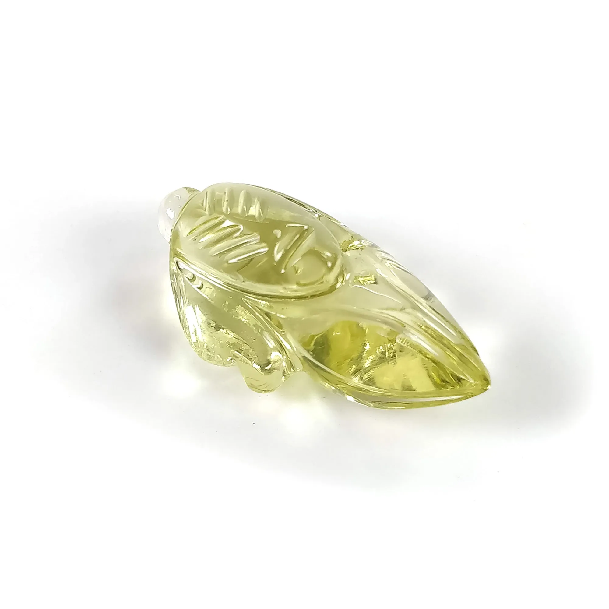 LEMON QUARTZ Gemstone Carving : 13.60cts Natural Untreated Unheated Quartz Drilled Hand Carved Flower 23*11mm