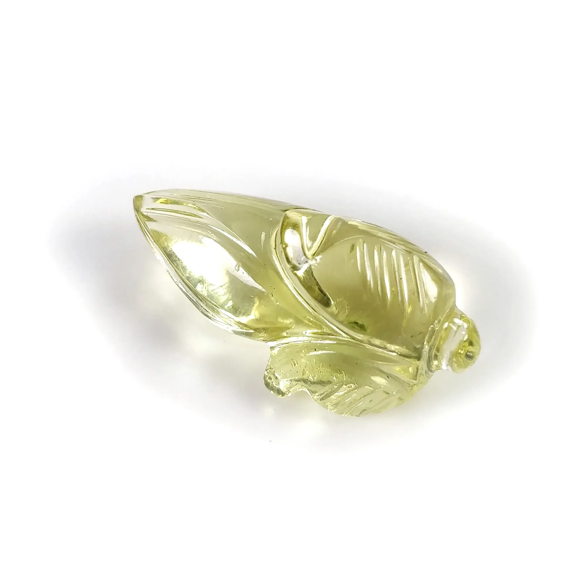 LEMON QUARTZ Gemstone Carving : 13.60cts Natural Untreated Unheated Quartz Drilled Hand Carved Flower 23*11mm