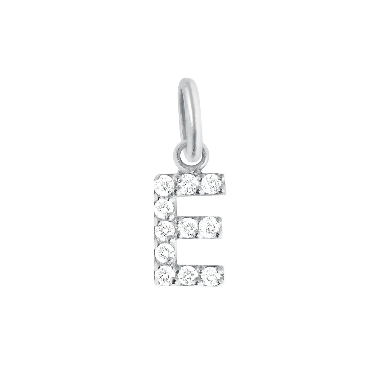 Lucky Letter E Diamond Pendant, White Gold