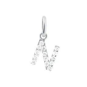 Lucky Letter N Diamond Pendant, White Gold