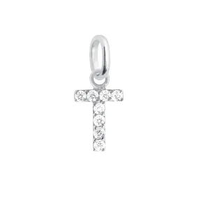 Lucky Letter T Diamond Pendant, White Gold