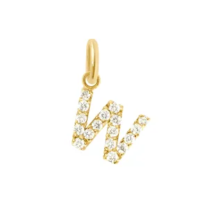 Lucky Letter W Diamond Pendant, Yellow Gold