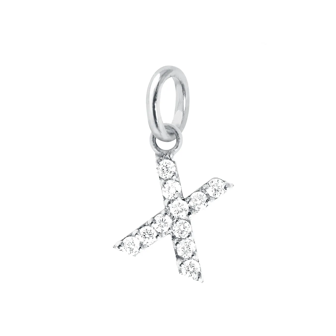 Lucky Letter X Diamond Pendant, White Gold