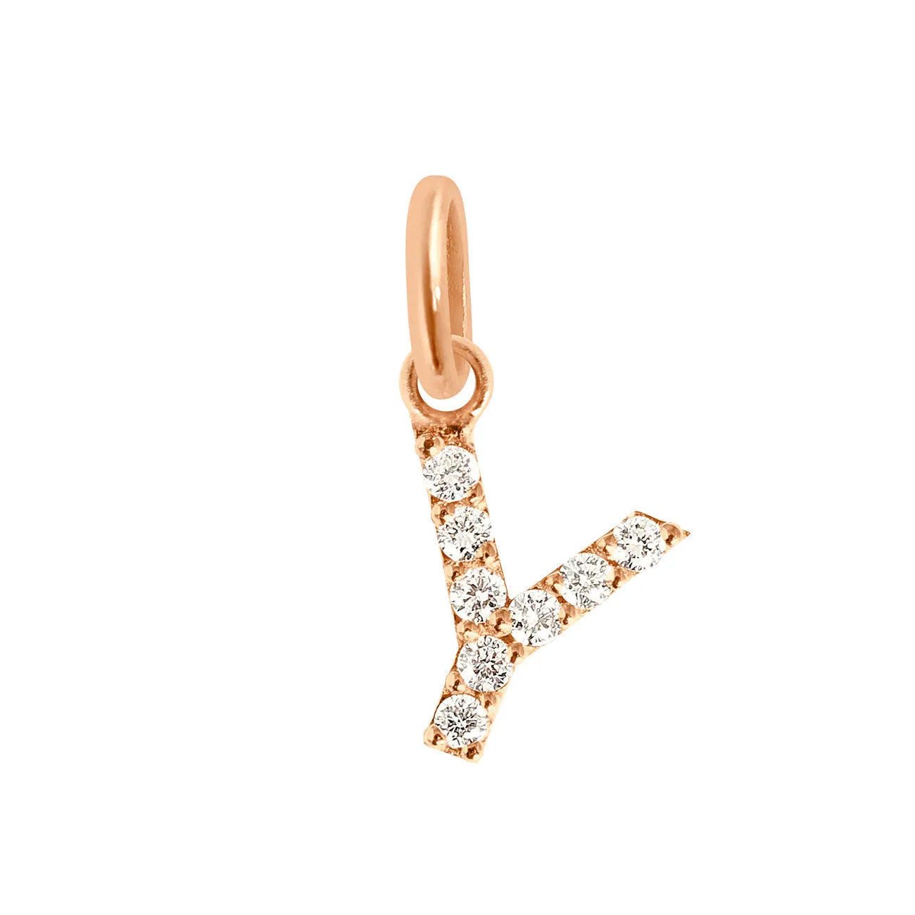 Lucky Letter Y Diamond Pendant, Rose Gold