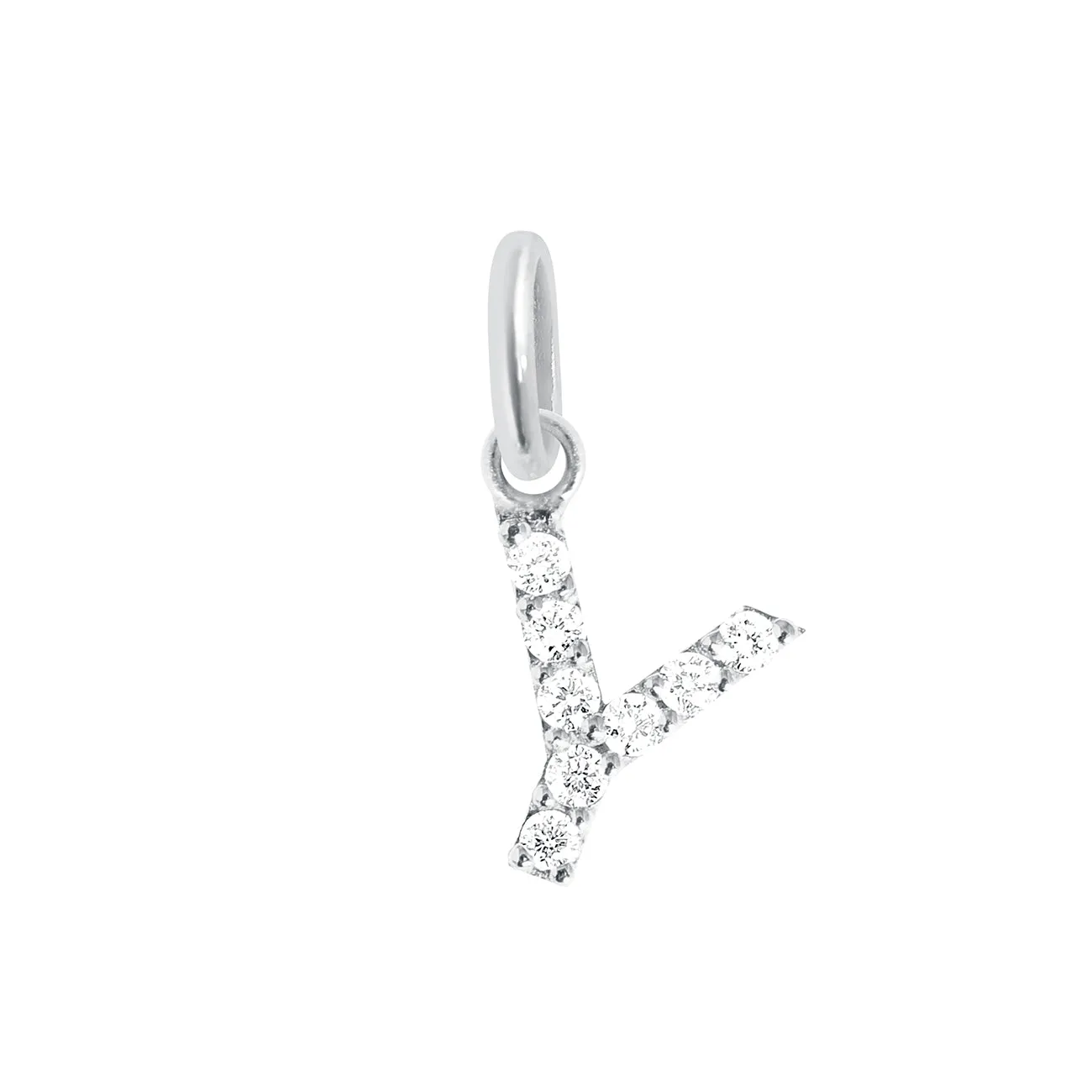 Lucky Letter Y Diamond Pendant, White Gold