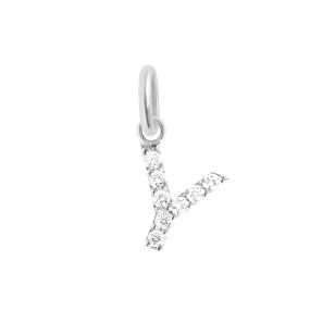 Lucky Letter Y Diamond Pendant, White Gold