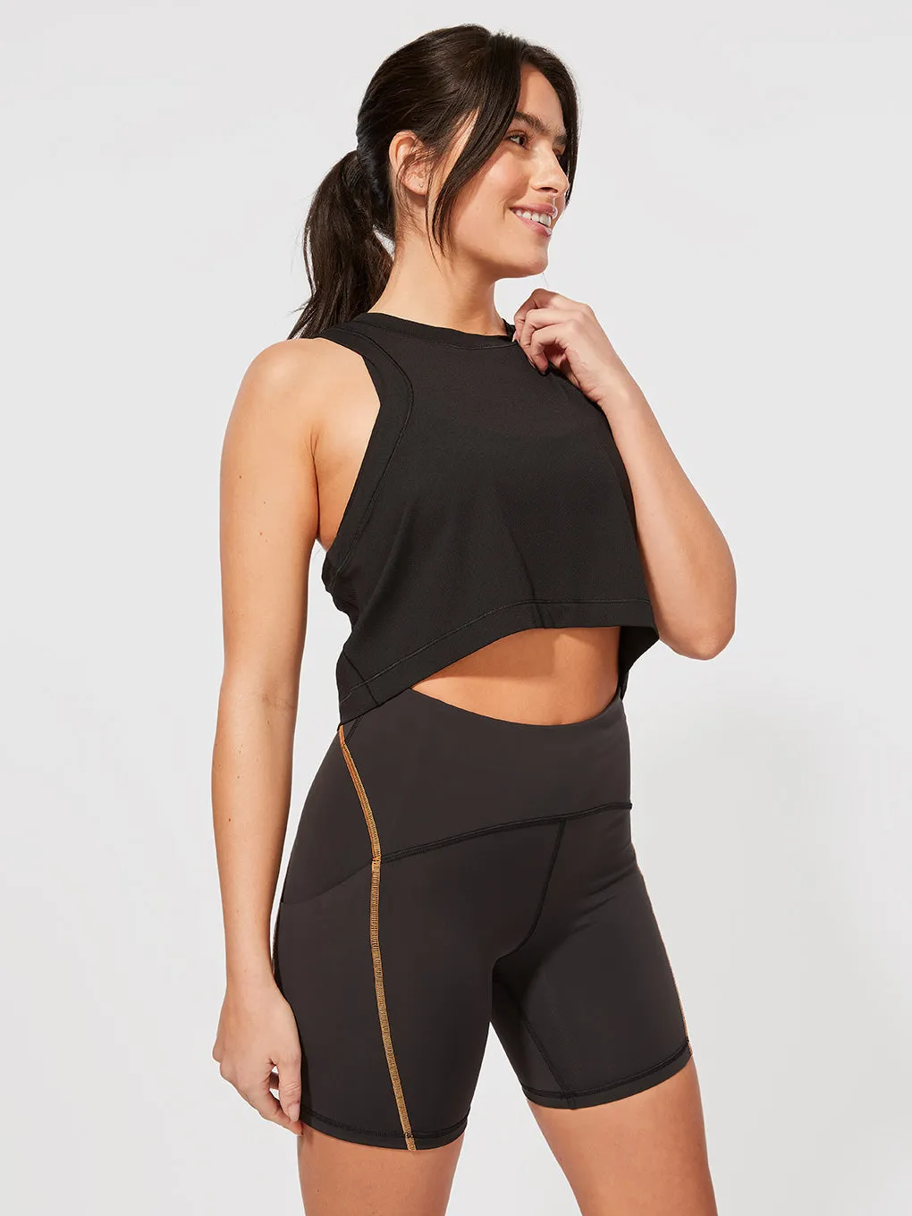 LULULEMON X BARRY'S BLK OPEN-BACK CROPPED TANK