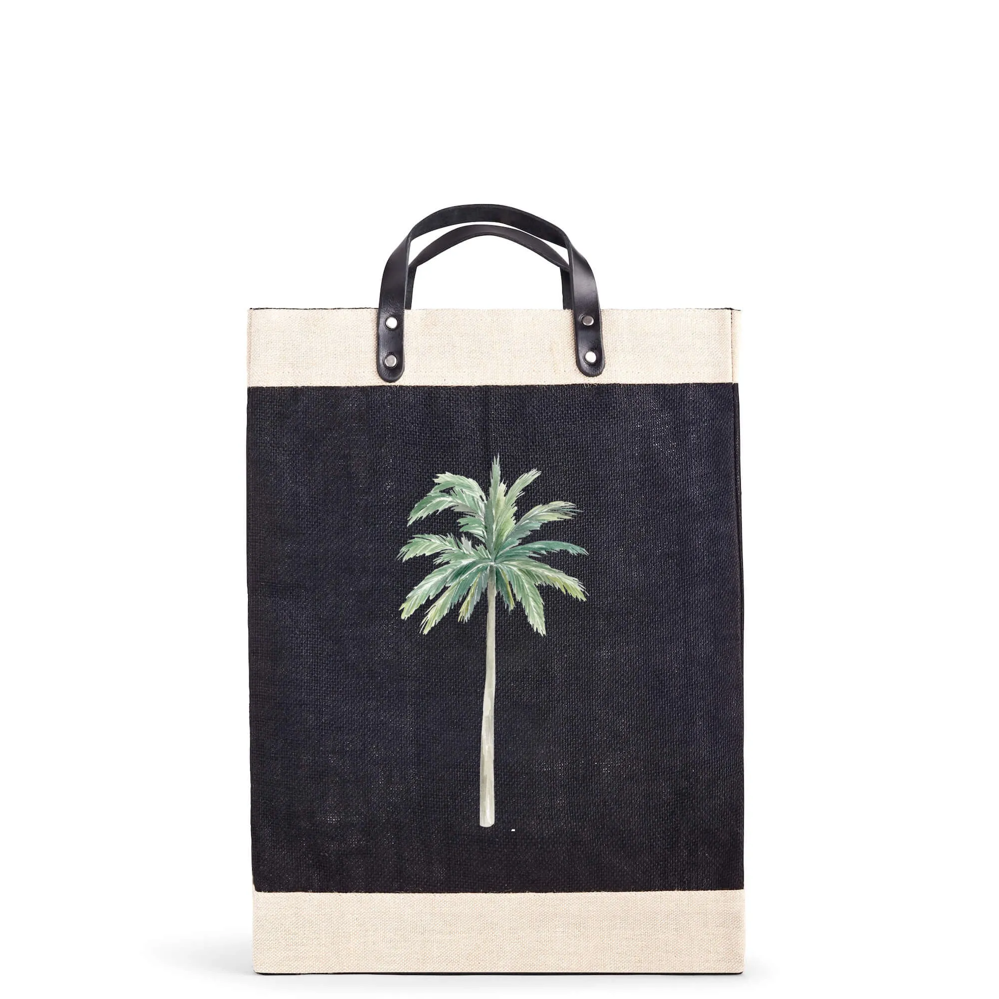 Market Bag in Black Palm Tree by Amy Logsdon