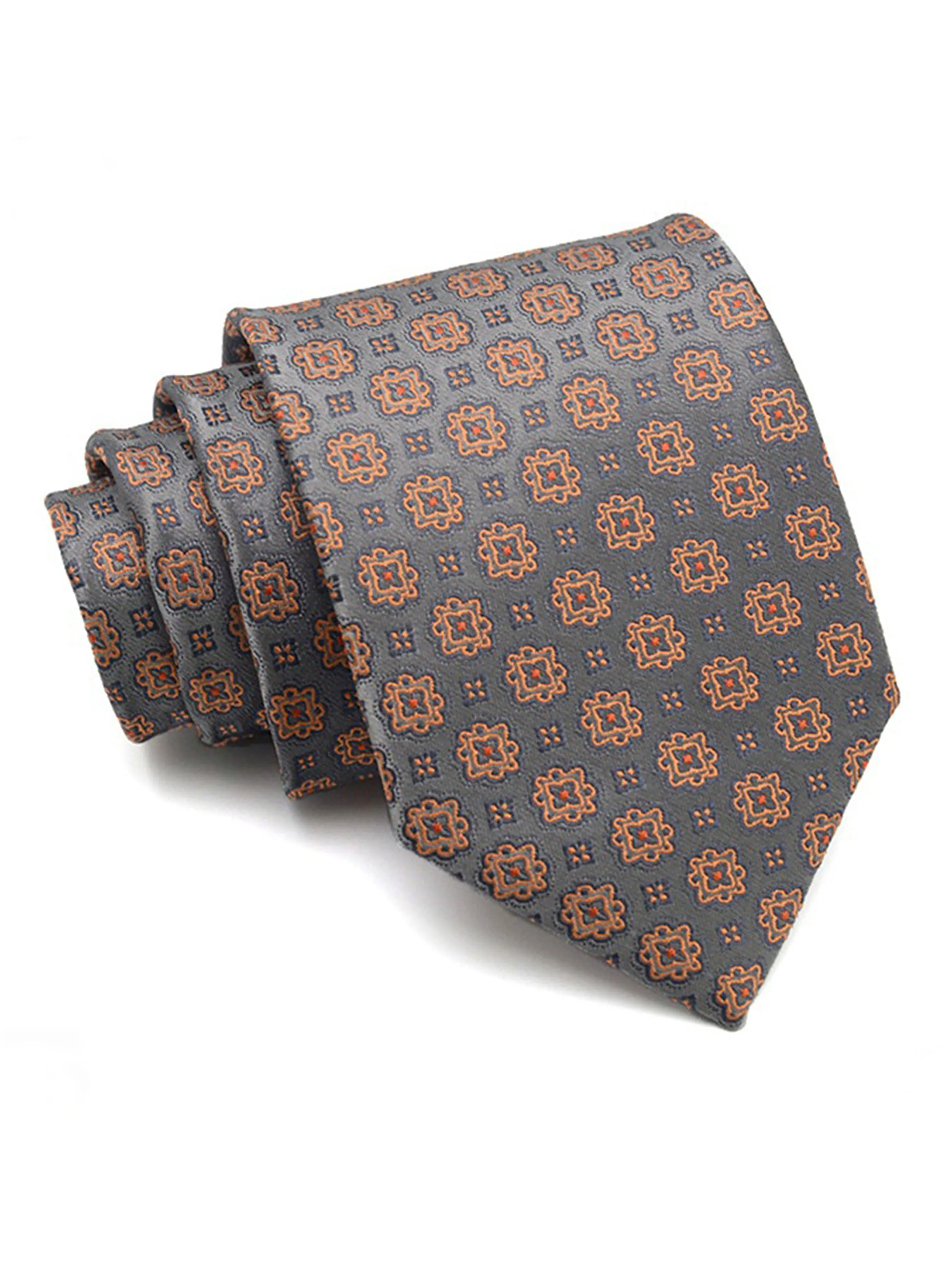 Medallion Tie - Silver Grey