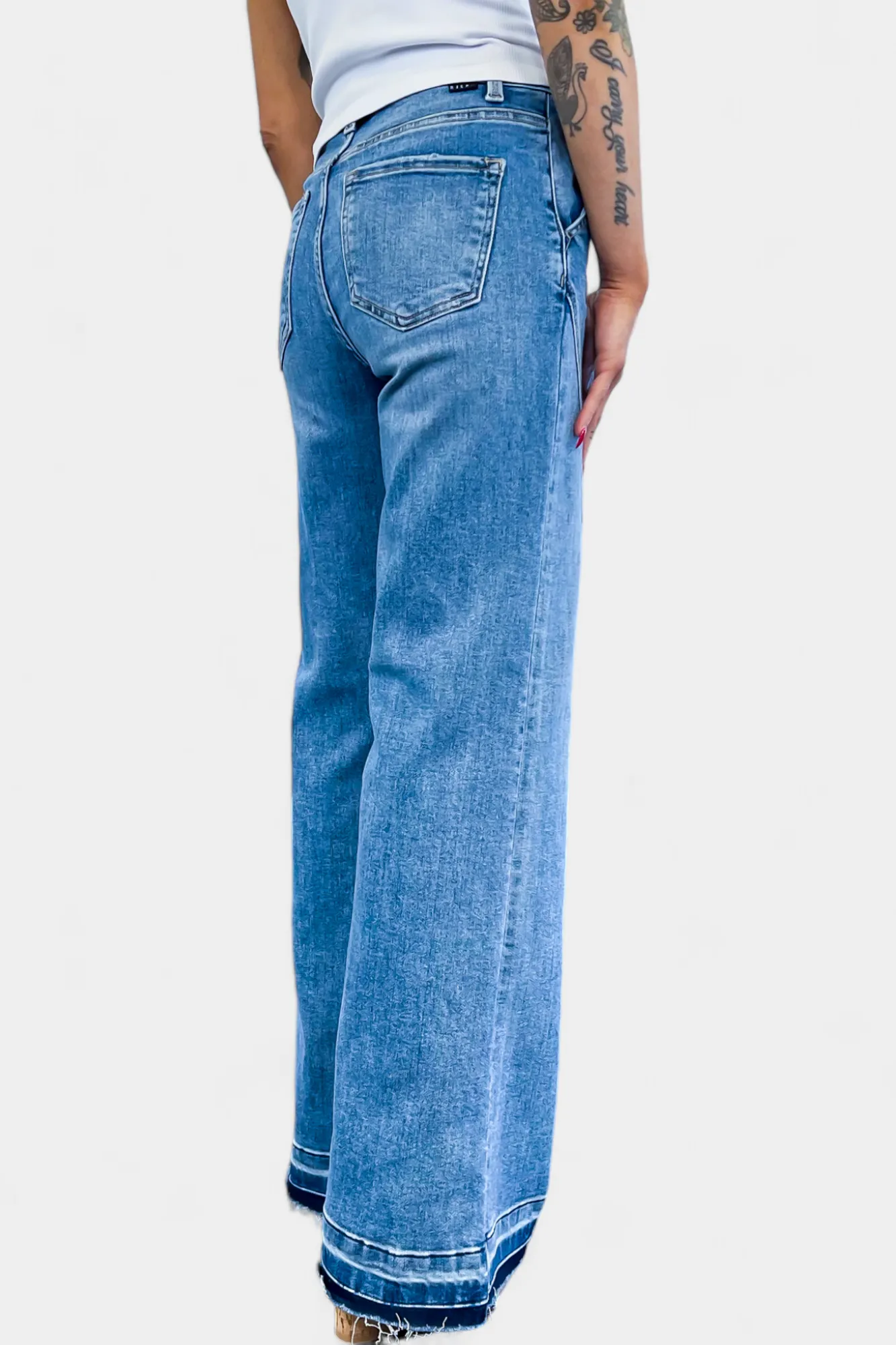 Medium Wash High Rise Wide Jeans