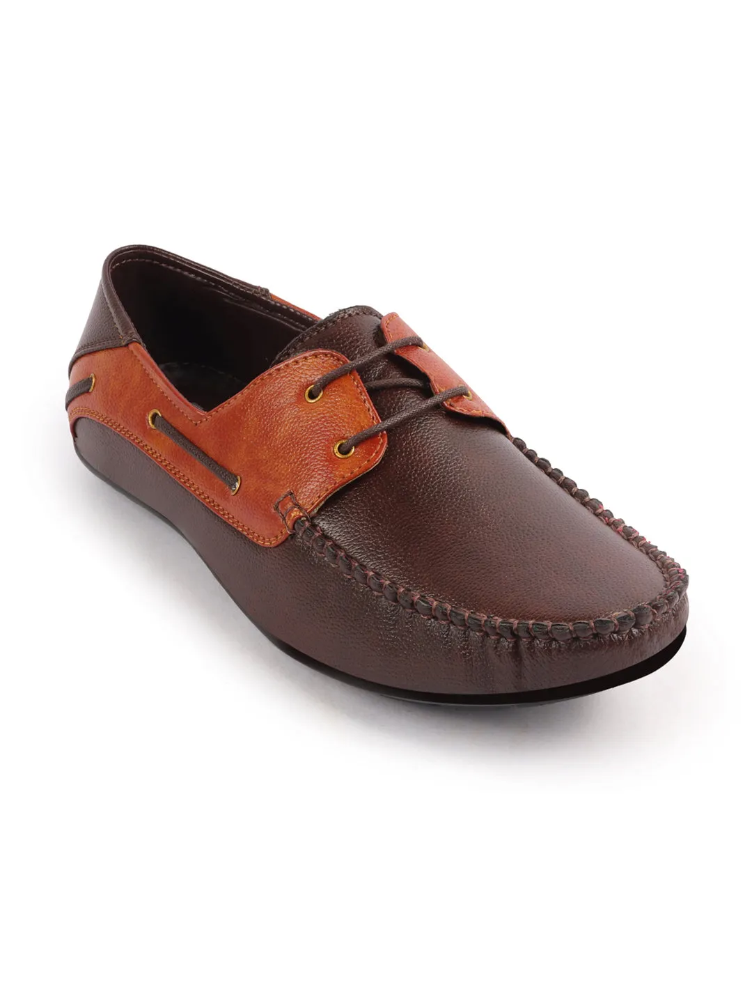 Men Brown Casual Slip-On Boat Shoes