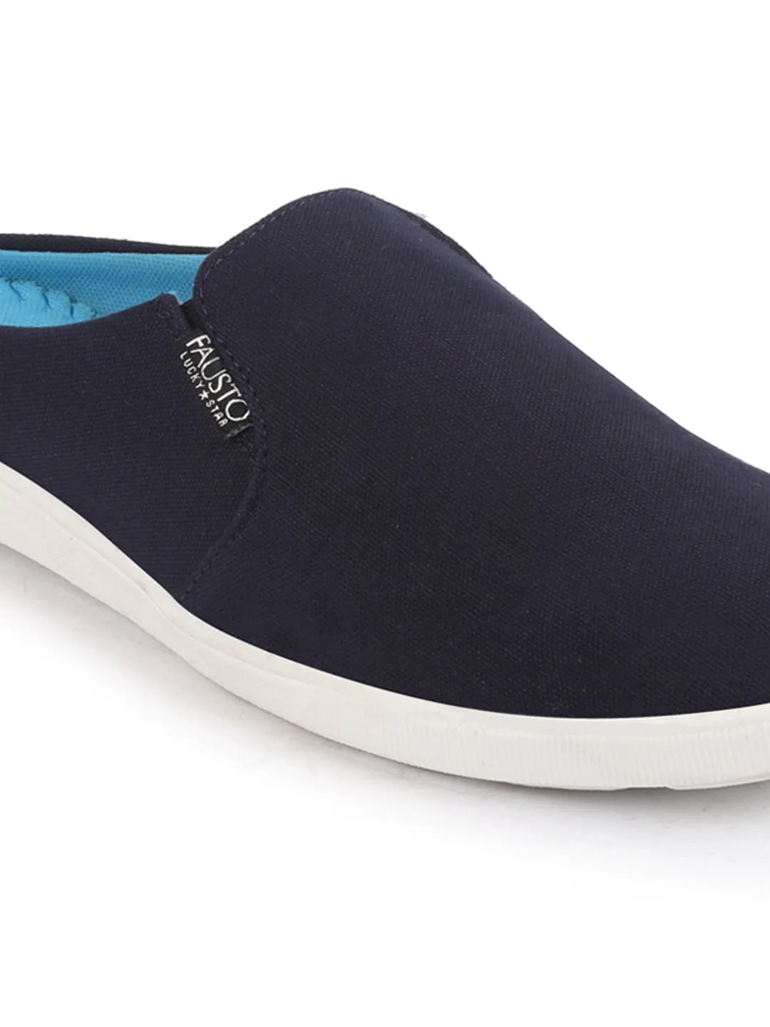 Men Navy Blue Casual Canvas Slip-On Shoes