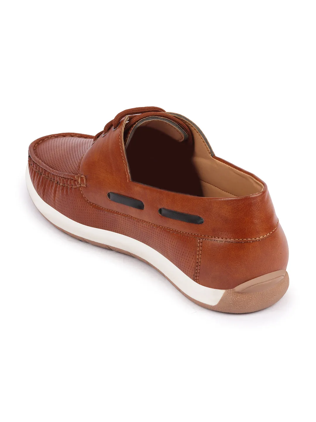 Men Tan Casual Lace-Up Boat Shoes