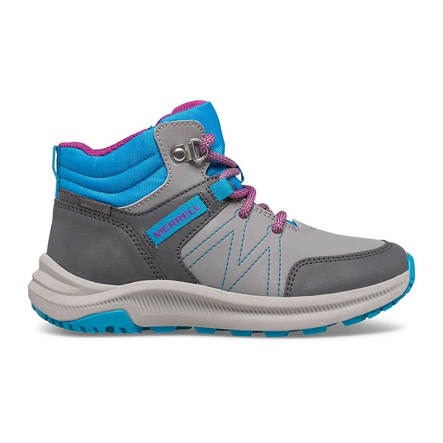 Merrell Grey/Turquoise Greylock Child/Youth Waterproof Boot