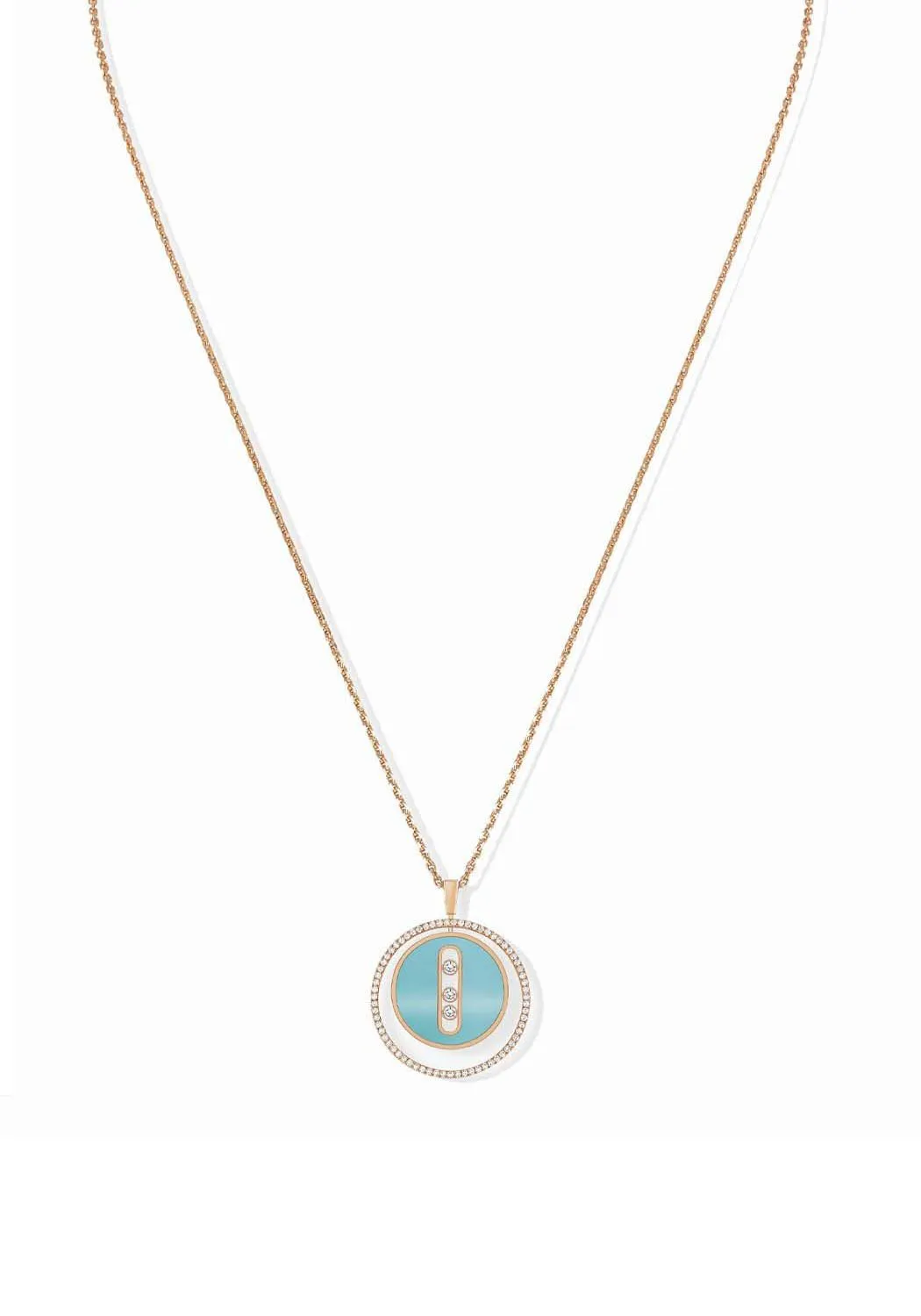 Messika Lucky Move Turquoise MM 18KRG Diamond Necklace