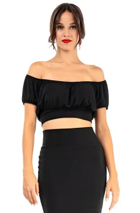 Mexican Style Ruffled Off-The-Shoulder Crop Top