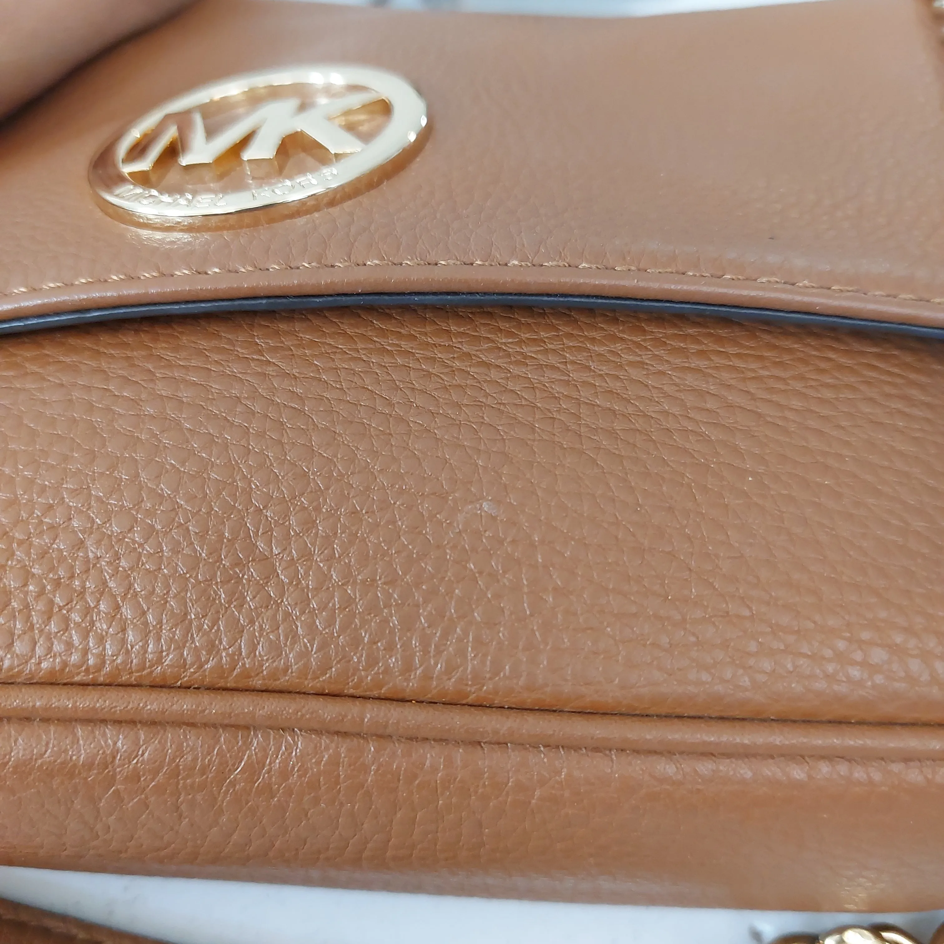 Michael Kors Brown Leather Fulton Flap Shoulder Bag | Gently Used |