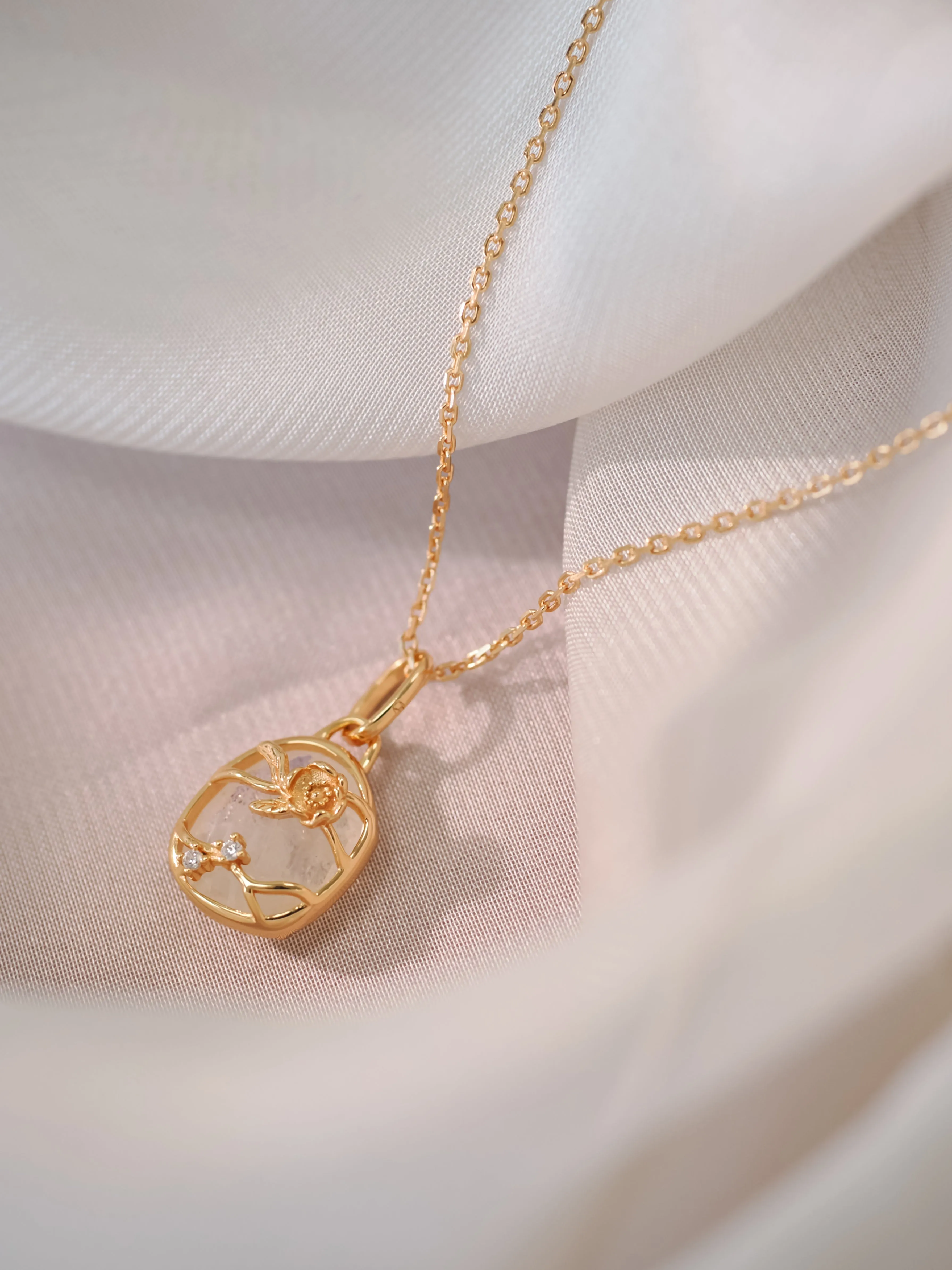 Moonstone Gold Pendant - Poppy