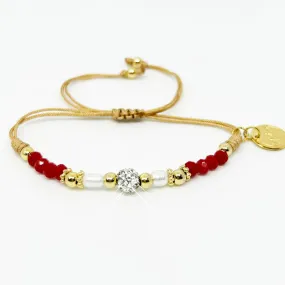 Mother and Daughter Love Red Crystal Bracelet