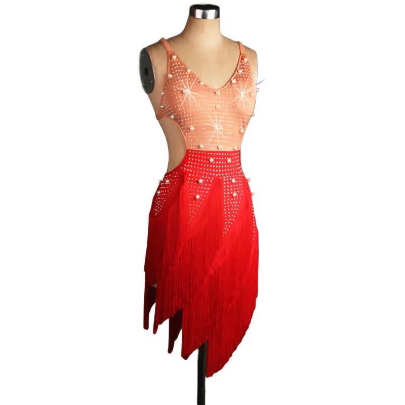 Multi Color Fringe Rhythm Competition Dress | LQ001