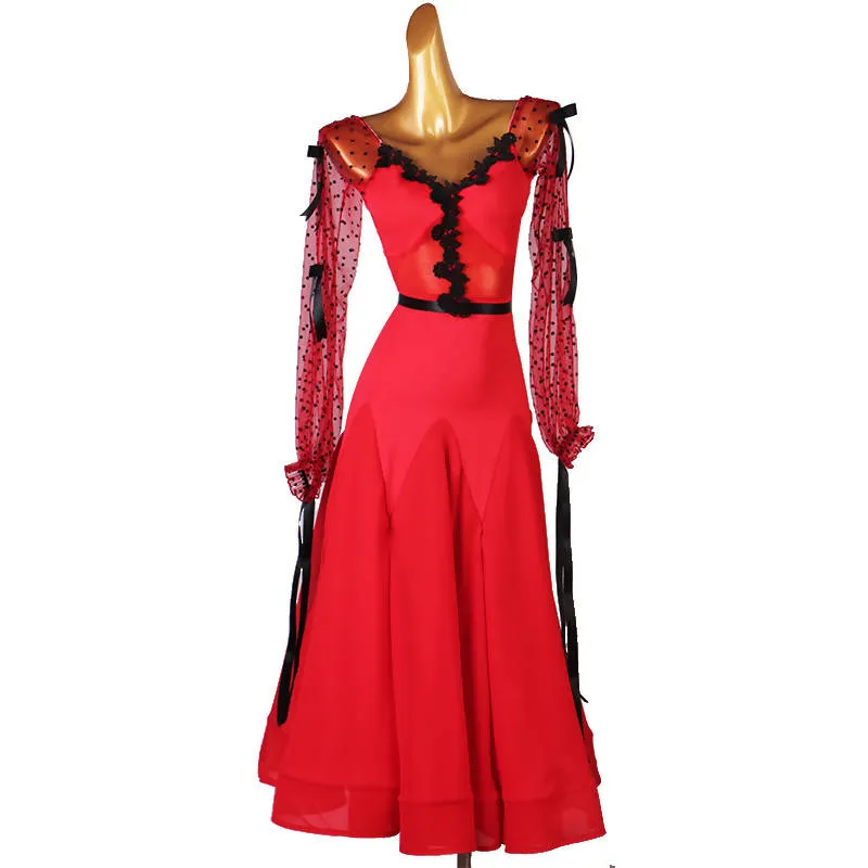 Mystic Lace Dancewear Ballroom Dress | Red/Black | 309