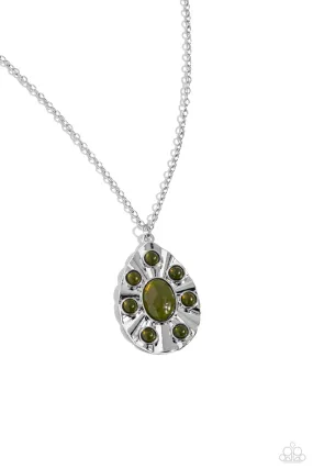 Paparazzi Blissfully Bohemian Green Necklace & Earring Set