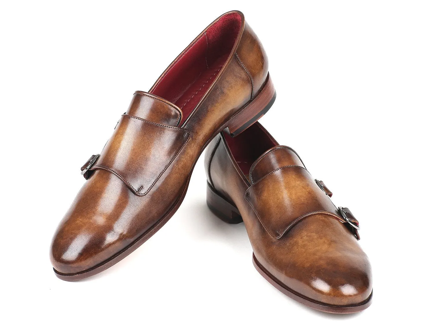 Paul Parkman Men's Double Monkstraps Olive (ID#HR67LV)