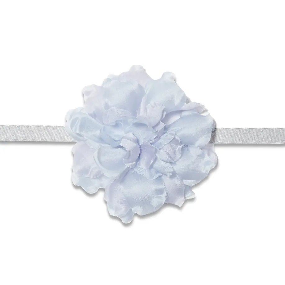 POWDER BLUE SILK MAGNOLIA FLOWER CHOKER/BROOCH