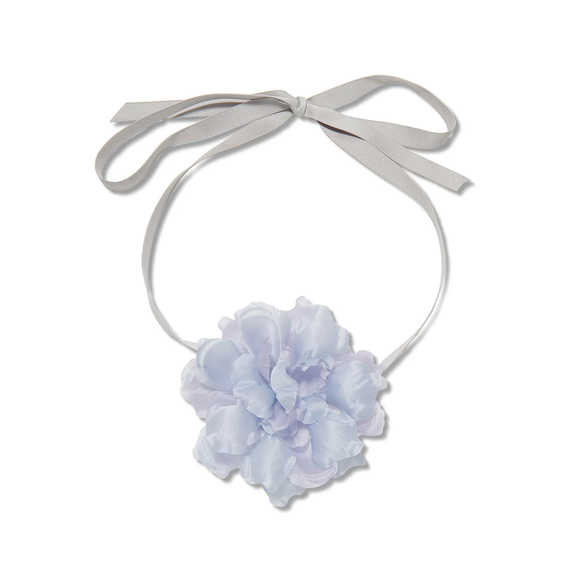 POWDER BLUE SILK MAGNOLIA FLOWER CHOKER/BROOCH