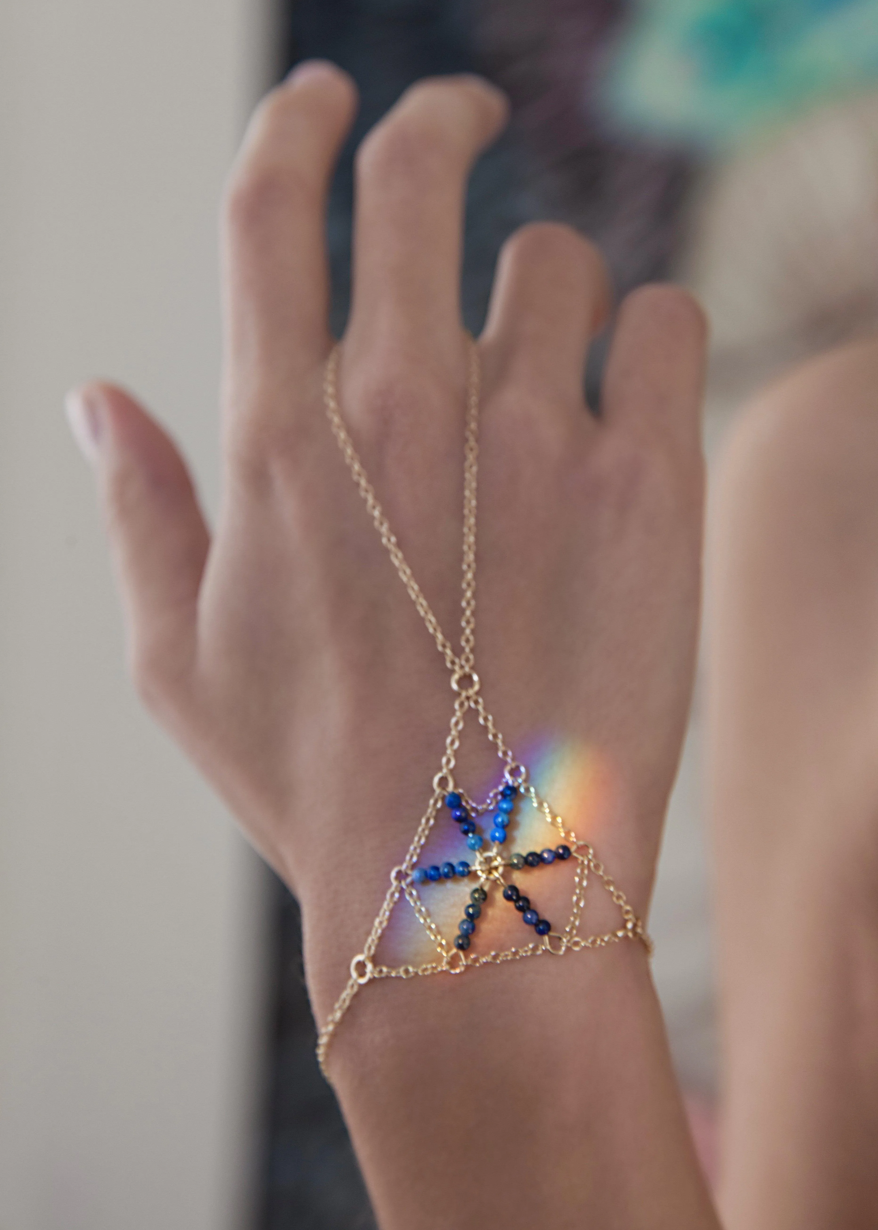 Pyramid Gemstone Hand Chain