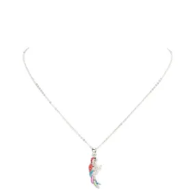 Rhinestone Embellished Parrot Pendant Charm Necklace